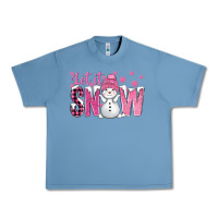 Pebble Blue Pink Let It Snow With Cute Snowman Urban Heavy Tee - BundleAndBundleShop