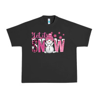 Pigment Black Pink Let It Snow With Cute Snowman Urban Heavy Tee - BundleAndBundleShop