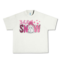 Pistachio Pink Let It Snow With Cute Snowman Urban Heavy Tee - BundleAndBundleShop