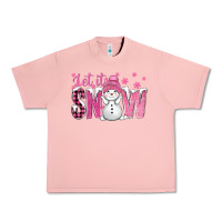 Salmon Pink Let It Snow With Cute Snowman Urban Heavy Tee - BundleAndBundleShop