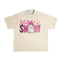 Sandshell Pink Let It Snow With Cute Snowman Urban Heavy Tee - BundleAndBundleShop