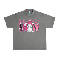 Tornado Pink Let It Snow With Cute Snowman Urban Heavy Tee - BundleAndBundleShop