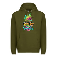 Army Green tie dye pineapple, summer Premium Hoodie - JahusDesignShop