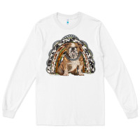White english bulldog rainbow Long Sleeve Tee - BarkalooDesign
