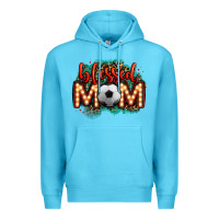 Ocean Blue blessed soccer mom lightbulb letters Premium Hoodie - OliviaCreatesArt
