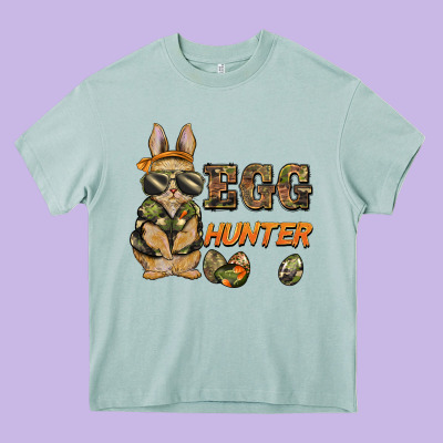 Easter Egg Hunter Rabbit Bunny Heavy Core Tee Designed By Barkaloodesign