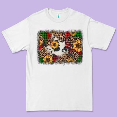 Distressed Christmas Sunflowers Leopard Cowhide Background Premium Tee Designed By Jasminsmagicworld