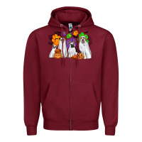 Burgundy ghost dogs Zipper Hoodie - CowGirlArtShop