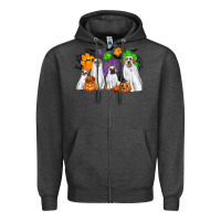 Charcoal Heather ghost dogs Zipper Hoodie - CowGirlArtShop