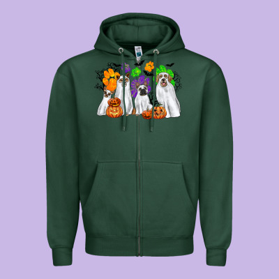 Ghost Dogs Zipper Hoodie Designed By Cowgirlartshop