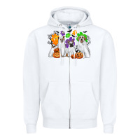 White ghost dogs Zipper Hoodie - CowGirlArtShop