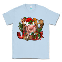 Dusty Blue joy christmas with pig bbs Classic Tee - BundleAndBundleShop