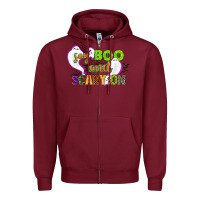 Burgundy say boo and scary on Zipper Hoodie - CowGirlArtShop