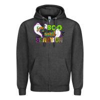 Charcoal Heather say boo and scary on Zipper Hoodie - CowGirlArtShop