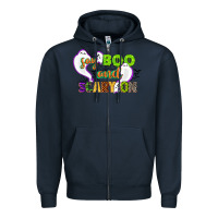 Navy say boo and scary on Zipper Hoodie - CowGirlArtShop