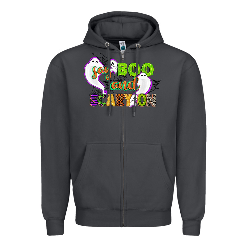 Say Boo And Scary On Zipper Hoodie by CowGirlArtShop | Teevron