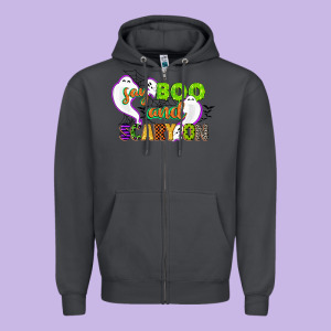 Say Boo And Scary On Zipper Hoodie Designed By Cowgirlartshop