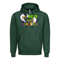Sports Green say boo and scary on Zipper Hoodie - CowGirlArtShop