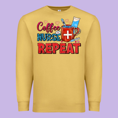 Coffee Nurse Repeat Premium Sweatshirt Designed By Fadigitalartstudio