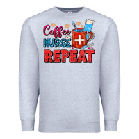 Heather Grey Coffee Nurse Repeat Premium Sweatshirt - FaDigitalArtStudio