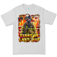 Dove Grey First In last Out Firefighter Premium Tee - LillyAllenDesigns