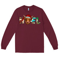 Burgundy noel highland cow Long Sleeve Tee - Jasminsmagicworld