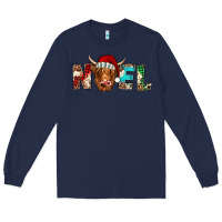 Navy noel highland cow Long Sleeve Tee - Jasminsmagicworld