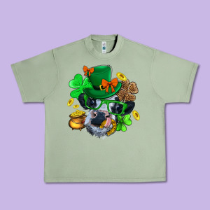 St. Patrick Cow Clover Urban Heavy Tee Designed By Bundleandbundleshop