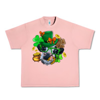Salmon St. Patrick Cow Clover Urban Heavy Tee - BundleAndBundleShop