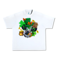 White St. Patrick Cow Clover Urban Heavy Tee - BundleAndBundleShop