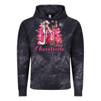 Cloud Black Pink Merry Christmas Black Santa Vintage Hoodie - MaliasSmallBusiness