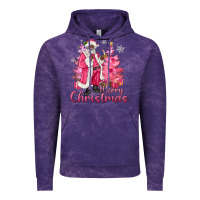 Cloud Purple Pink Merry Christmas Black Santa Vintage Hoodie - MaliasSmallBusiness