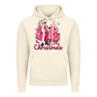 Vintage Artic Pink Merry Christmas Black Santa Vintage Hoodie - MaliasSmallBusiness