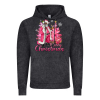 Vintage Black Pink Merry Christmas Black Santa Vintage Hoodie - MaliasSmallBusiness