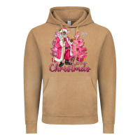 Vintage Camel Pink Merry Christmas Black Santa Vintage Hoodie - MaliasSmallBusiness