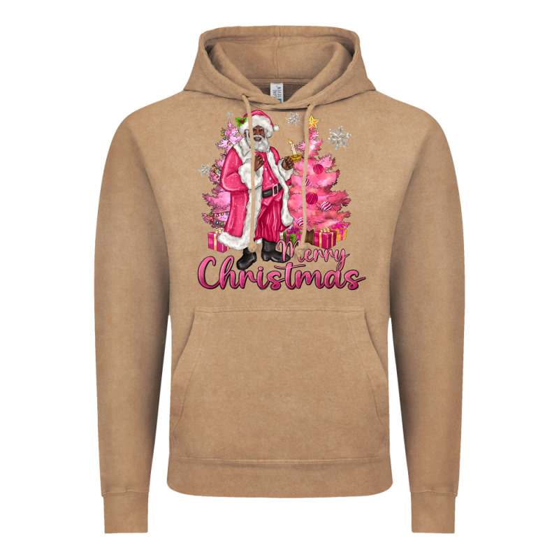 Pink Merry Christmas Black Santa Vintage Hoodie by MaliasSmallBusiness | Teevron