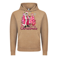 Vintage Coffee Pink Merry Christmas Black Santa Vintage Hoodie - MaliasSmallBusiness