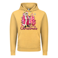 Vintage Mustard Pink Merry Christmas Black Santa Vintage Hoodie - MaliasSmallBusiness