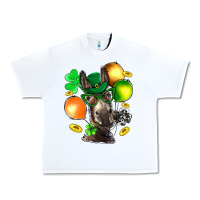 White St. Patricks Clovers With Donkey Urban Heavy Tee - BundleAndBundleShop