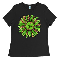 Black lucky leopard st patricks sunflower Ladies Tee - Jasminsmagicworld