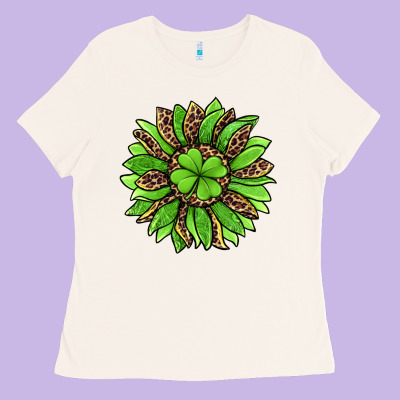 Lucky Leopard St Patricks Sunflower Ladies Tee Designed By Jasminsmagicworld