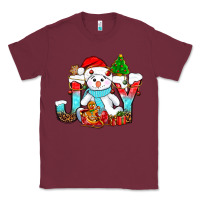 Burgundy joy christmas with snowman bbs Classic Tee - BundleAndBundleShop