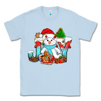 Dusty Blue joy christmas with snowman bbs Classic Tee - BundleAndBundleShop
