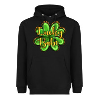Black St. Patrick's Lucky babe Heavyweight Hoodie - OliviaCreatesArt