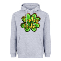 Heather Grey St. Patrick's Lucky babe Heavyweight Hoodie - OliviaCreatesArt
