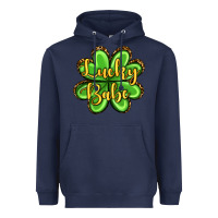 Navy St. Patrick's Lucky babe Heavyweight Hoodie - OliviaCreatesArt