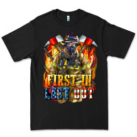 Black First In last Out American Firefighter Premium Tee - LillyAllenDesigns