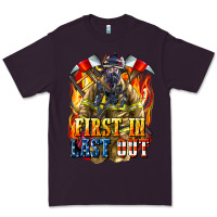 Plum First In last Out American Firefighter Premium Tee - LillyAllenDesigns