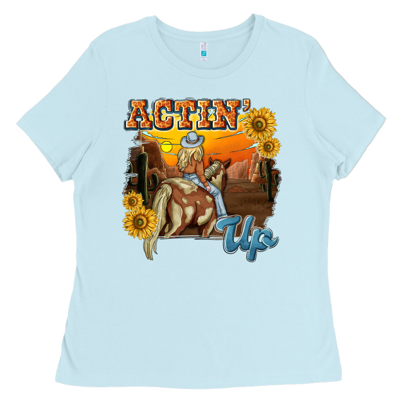 Actinup With Cowgirl Ladies Tee by NancyCooperArtShop | Teevron