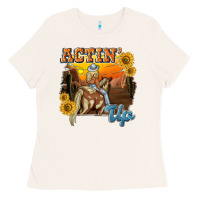 Bone actinup with cowgirl Ladies Tee - NancyCooperArtShop
